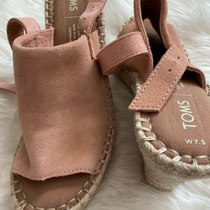 TOMS pink espadrille wedge sandals. Never worn